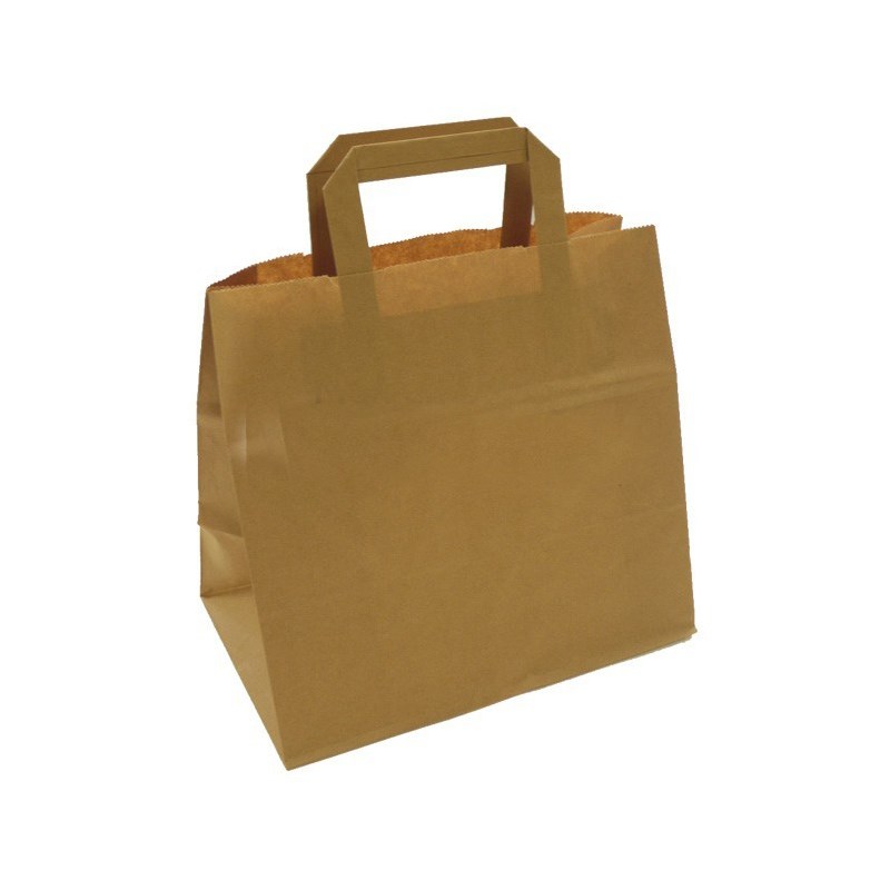 Sac papier Kraft+poignées fond plat 26/17/25cm - 250 pcs